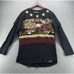 Switch Remarkable Men's Black Gold Red T-shirt Long Sleeve XL (A37)